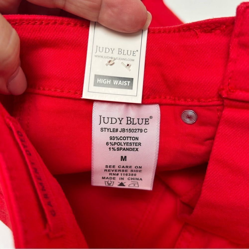 Judy Blue NWT Tummy Control Red Bermuda Denim Jean Shorts Style #150279 Medium - Picture 3 of 6